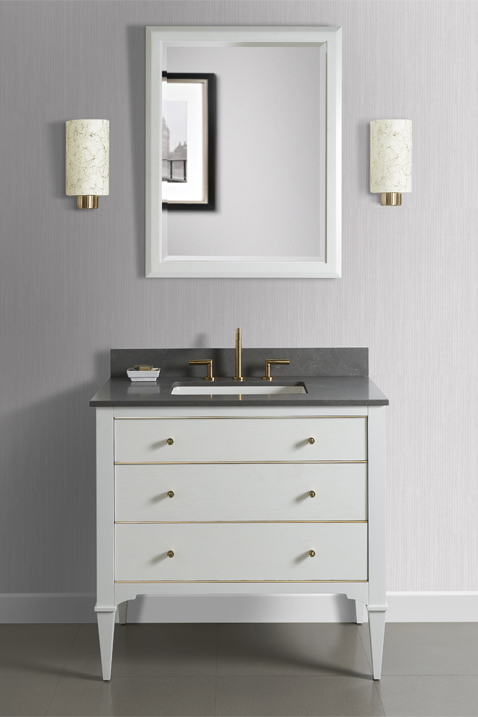 Moluf's - Fairmont Vanity - White with Brass