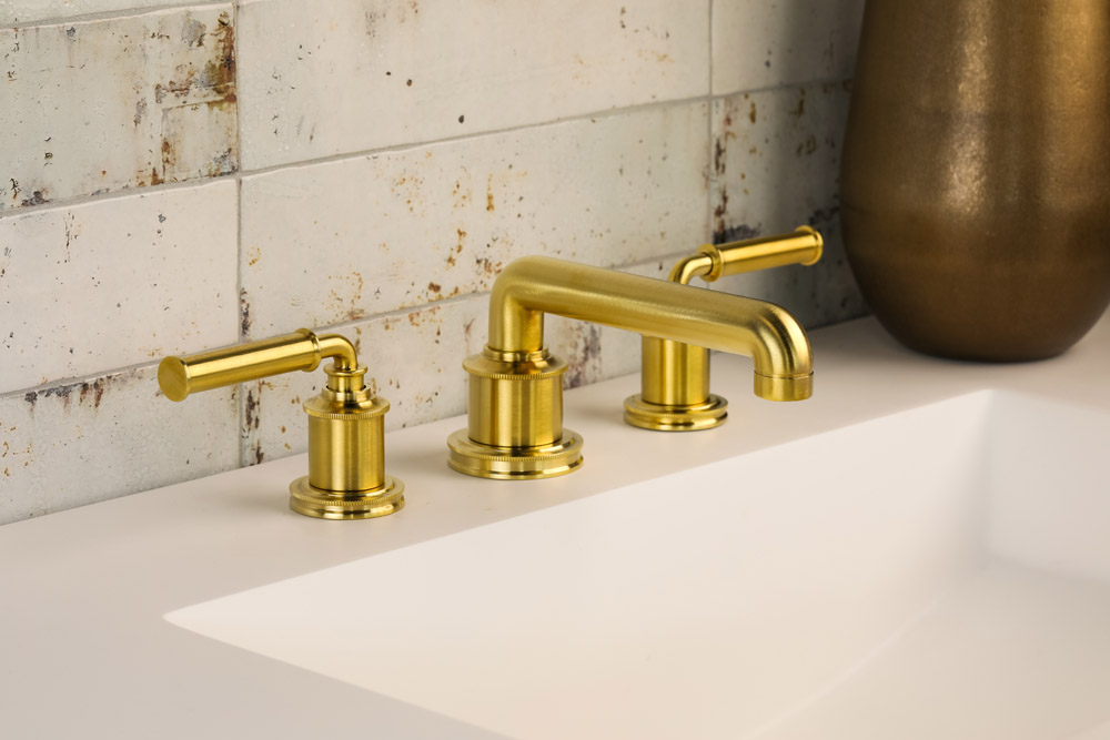 photo of brass sink faucet and handles